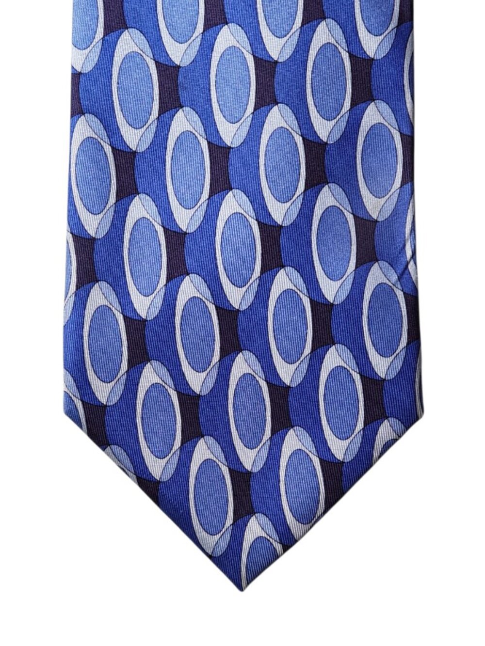 Gucci Necktie Tie Mens Blue Geometric Silk Made in Italy Designer Luxury